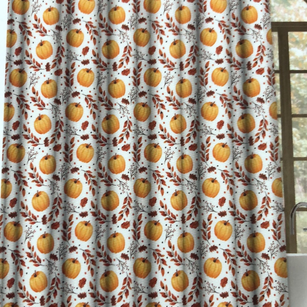 Pumpkin Print Water Resistant Shower Curtain - Picture 5 of 8